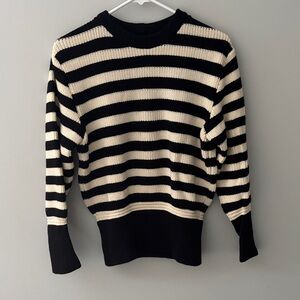 Heimat Women’s Frau Wool Sweater - Black & Ecru Stipe - Size M